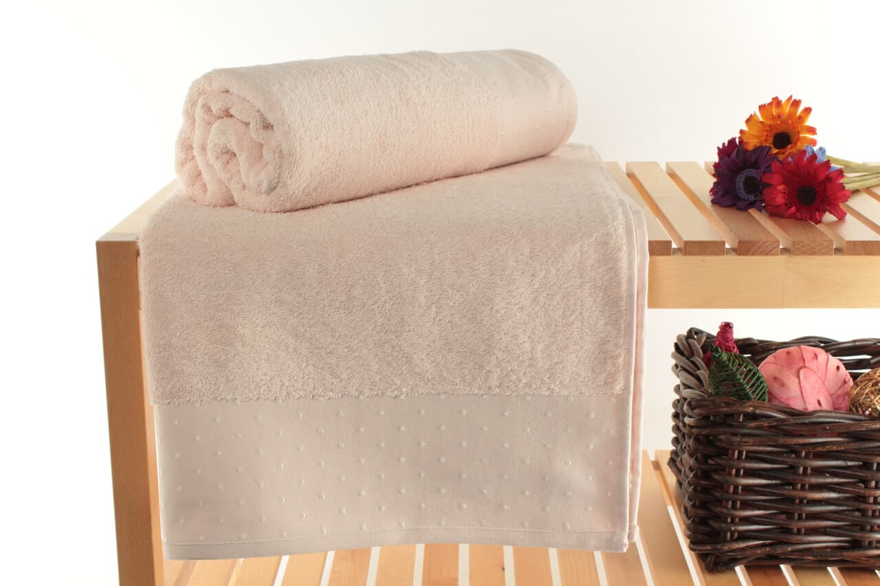 Set prosoape de baie, L'essentiel Maison, Pitircik, Pulbere / Alb