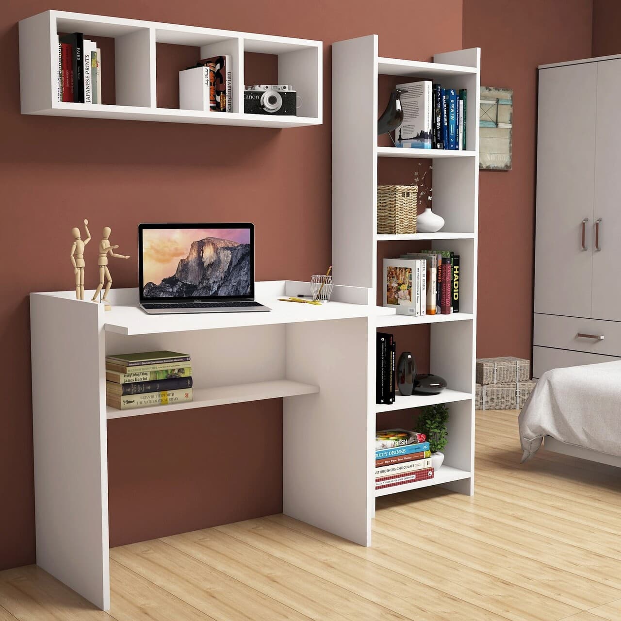 Set birou si biblioteca, Hanah Home, Matilda, Alb