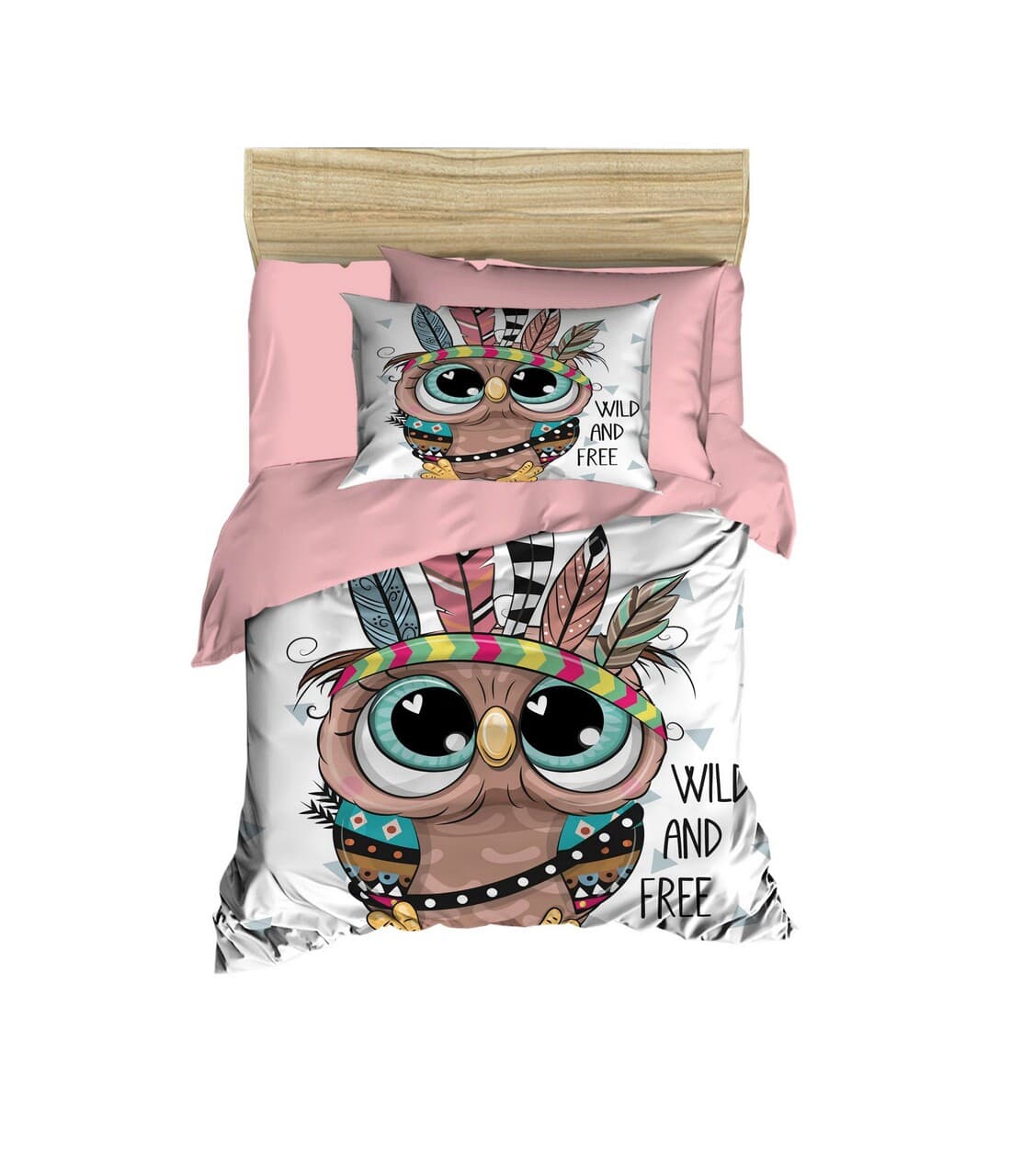 lenjerie de pat pentru copii l 039 essentiel maison ph140 maro roz alb