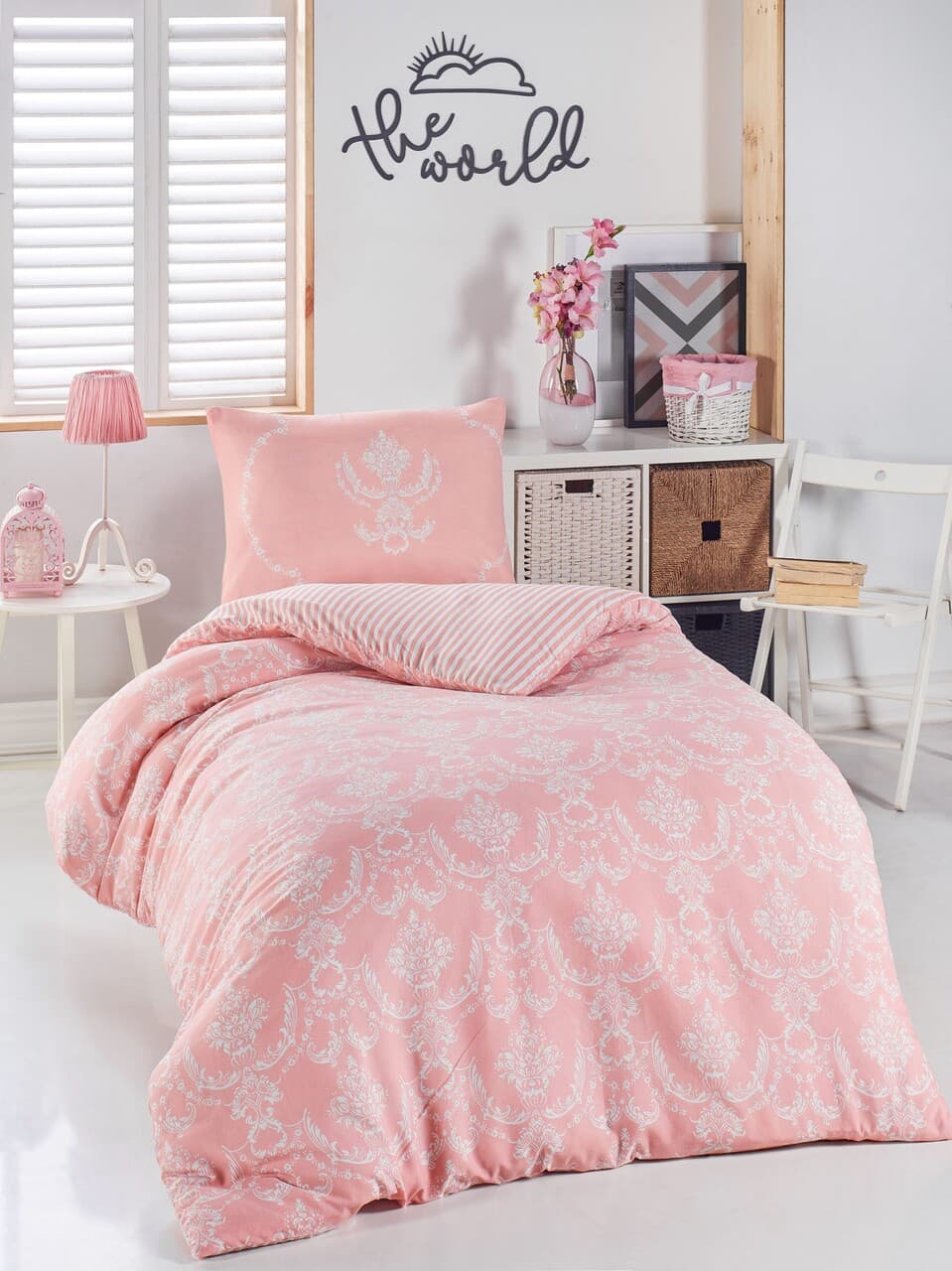 Lenjerie de pat pentru o persoana 2 piese, L'essentiel Maison, Pure, 65% bumbac/35% poliester, Pulbere / Alb