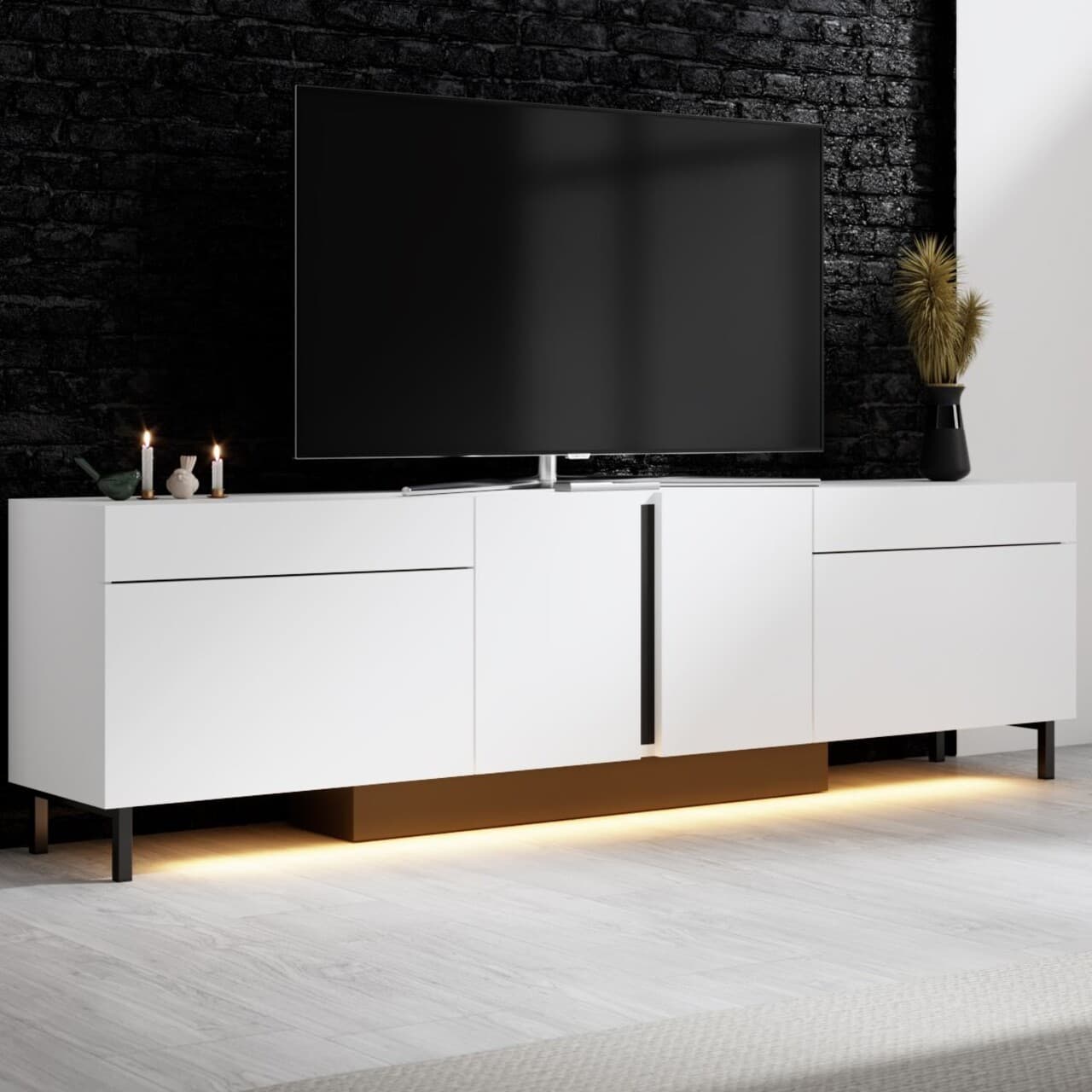 Comoda TV, Hanah Home, Paris, 180x50x32 cm, Alb