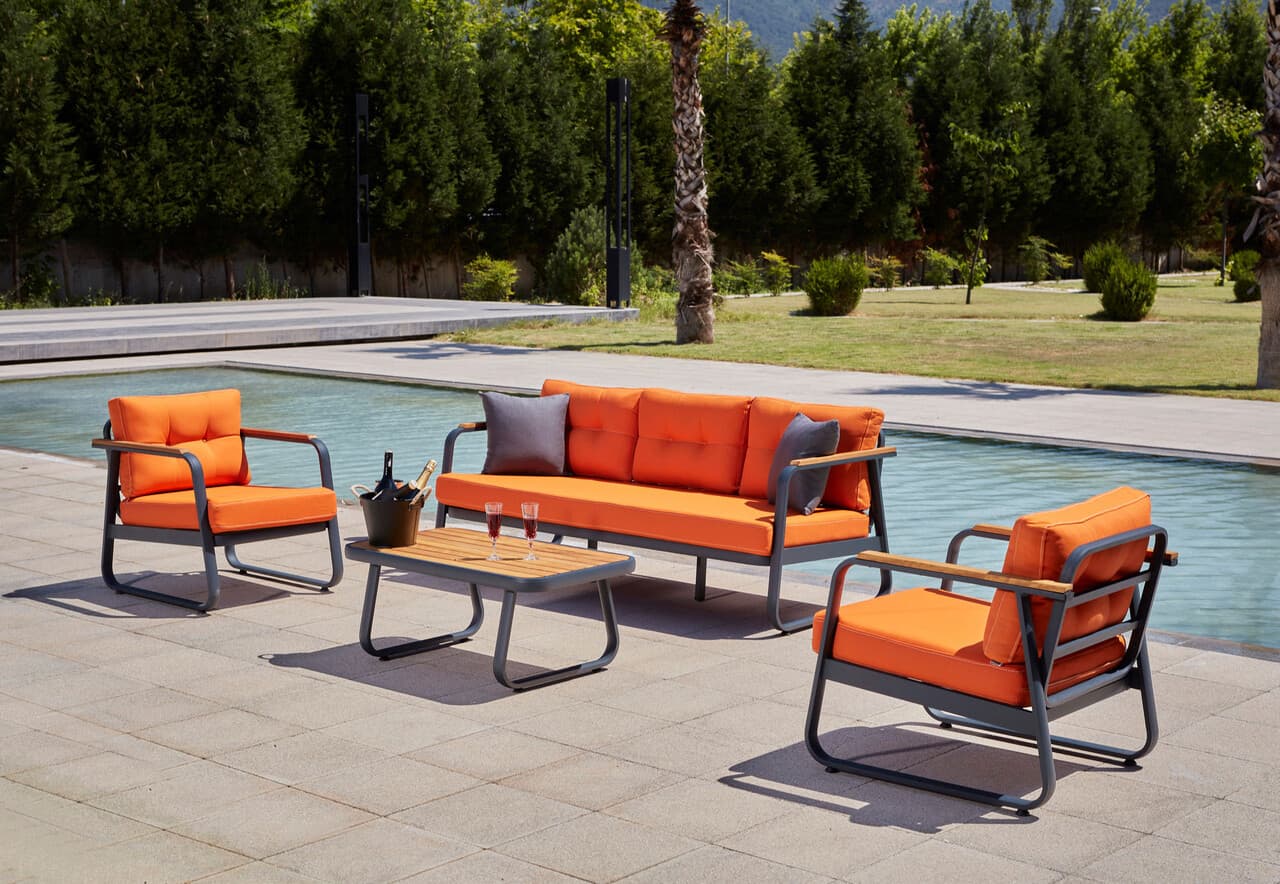 Set mobilier de gradina, Hanah Home, Rio, Portocaliu