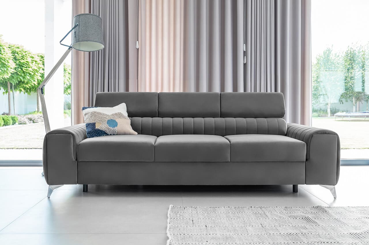 Canapea extensibila 3 locuri, ELTAP, SO-LAU-04NU, Laurence, 261x97x105 cm, lemn/poliester, gri