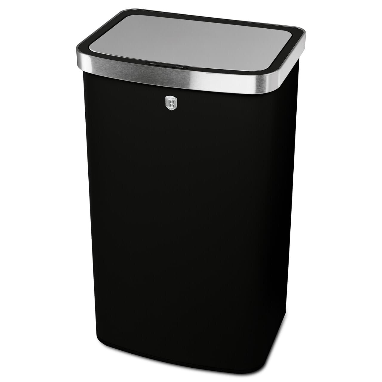 Cos de gunoi cu senzor Berlinger Haus, Matte Black, 38.5x28.5x65 cm, 60 L, otel, negru mat