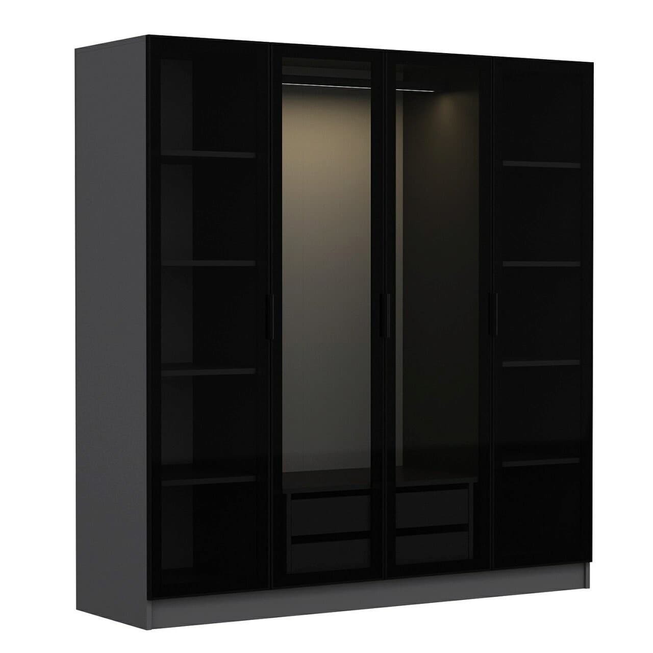 Dulap pentru haine, Hanah Home, Kale, 180x210x52 cm, Antracit / Negru
