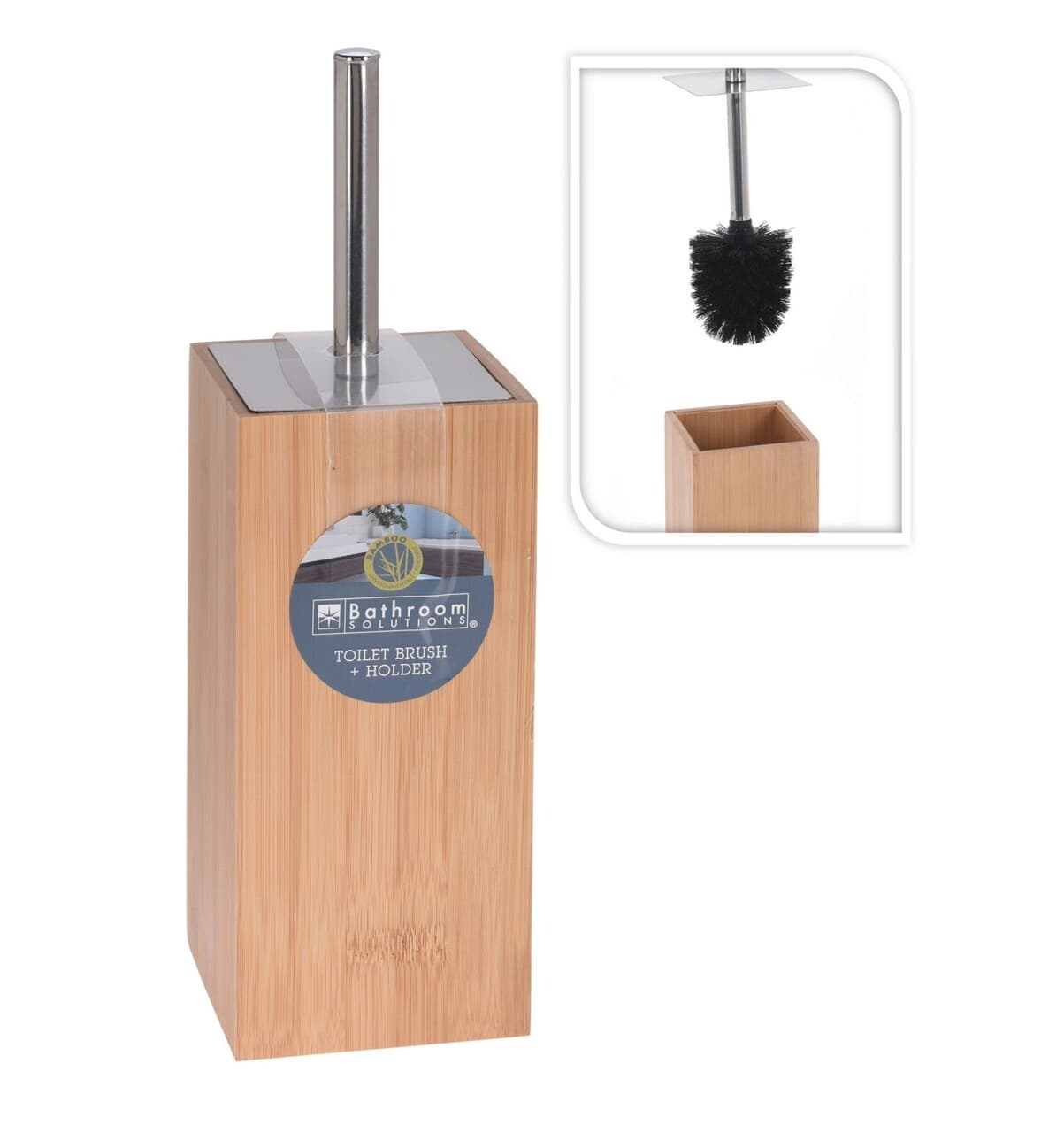 perie de toaleta cu suport bamboo 10x10x34 cm inox bambus natural