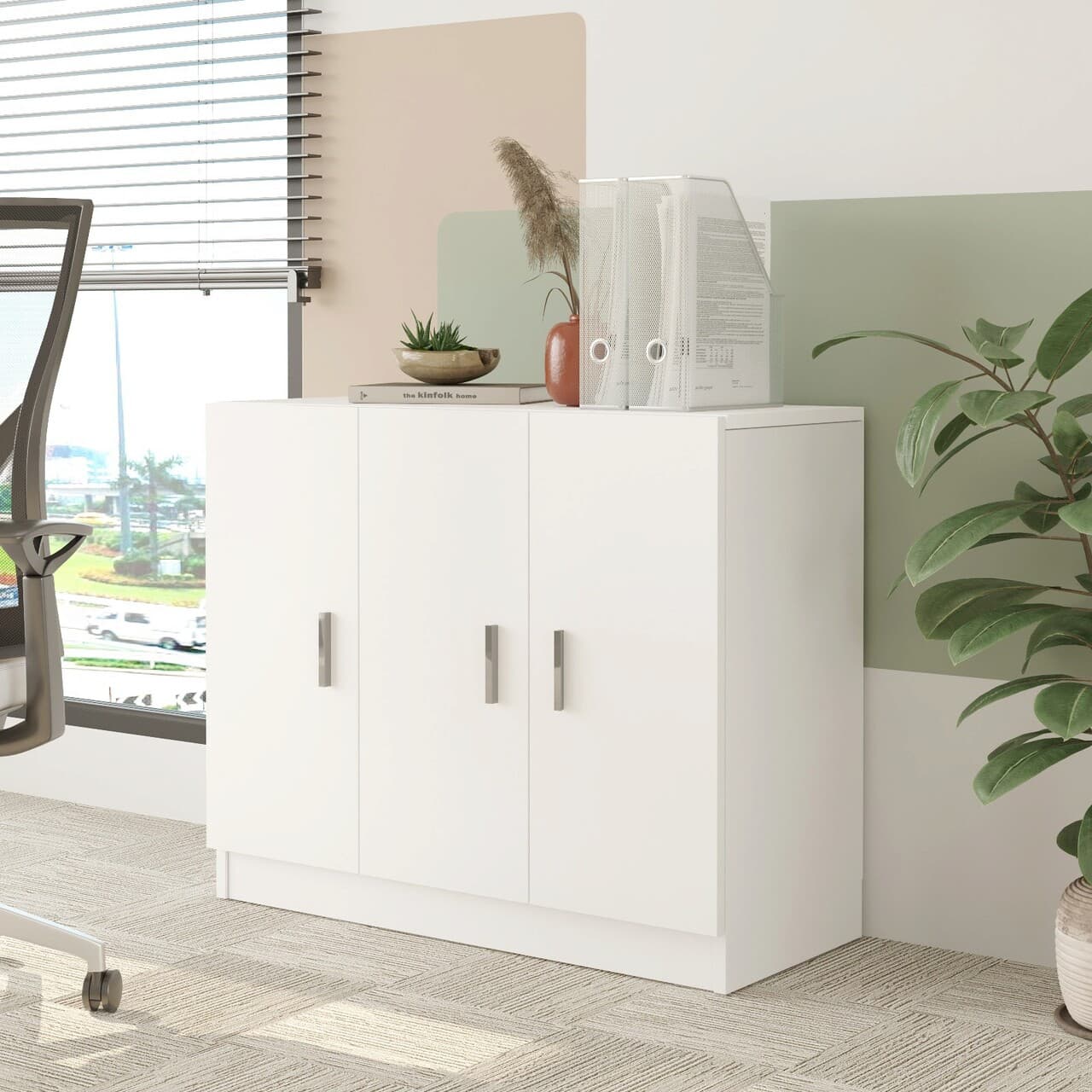 Dulap multifunctional, Hanah Home, Vo5-W, 89.1x73.8x38.1 cm, Alb