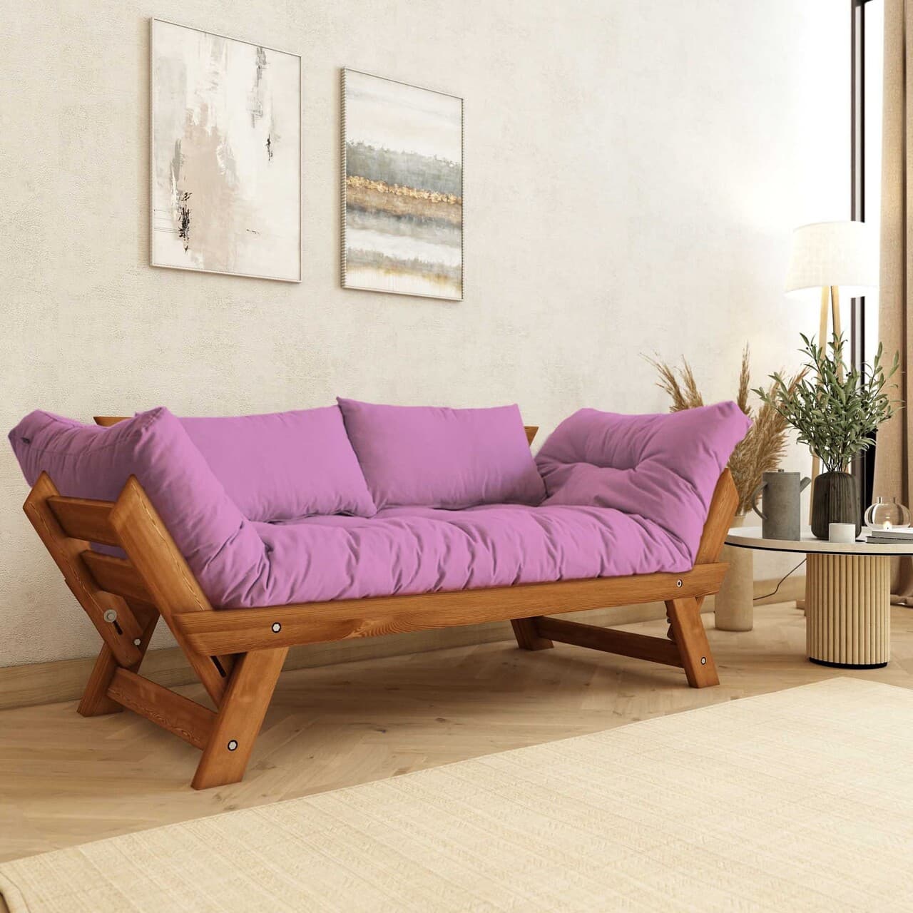 Canapea de gradina cu 2 locuri, Hanah Home, CPT8162-210, Tec / Roz