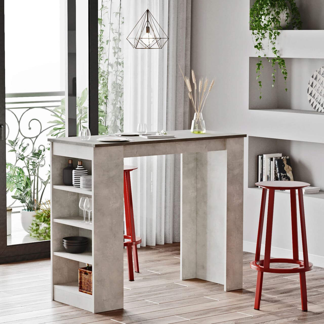 Masa de bar, Hanah Home, St1-Gt, 120x101.8x51.6 cm, Gri