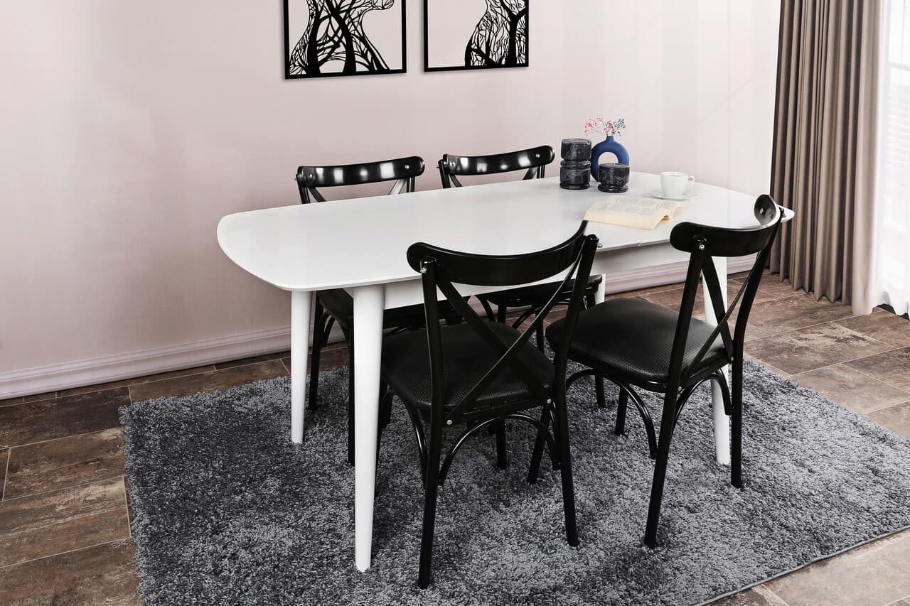Masa extensibila, Hanah Home, Retro 1193, 130x75x80 cm, Alb