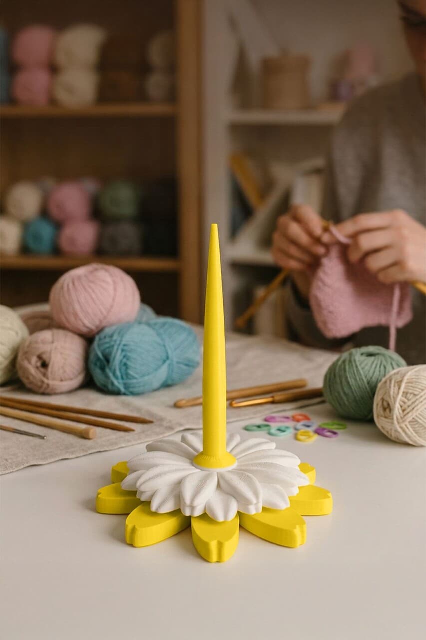 suport lumanare papatya 12x12x17 cm galben alb