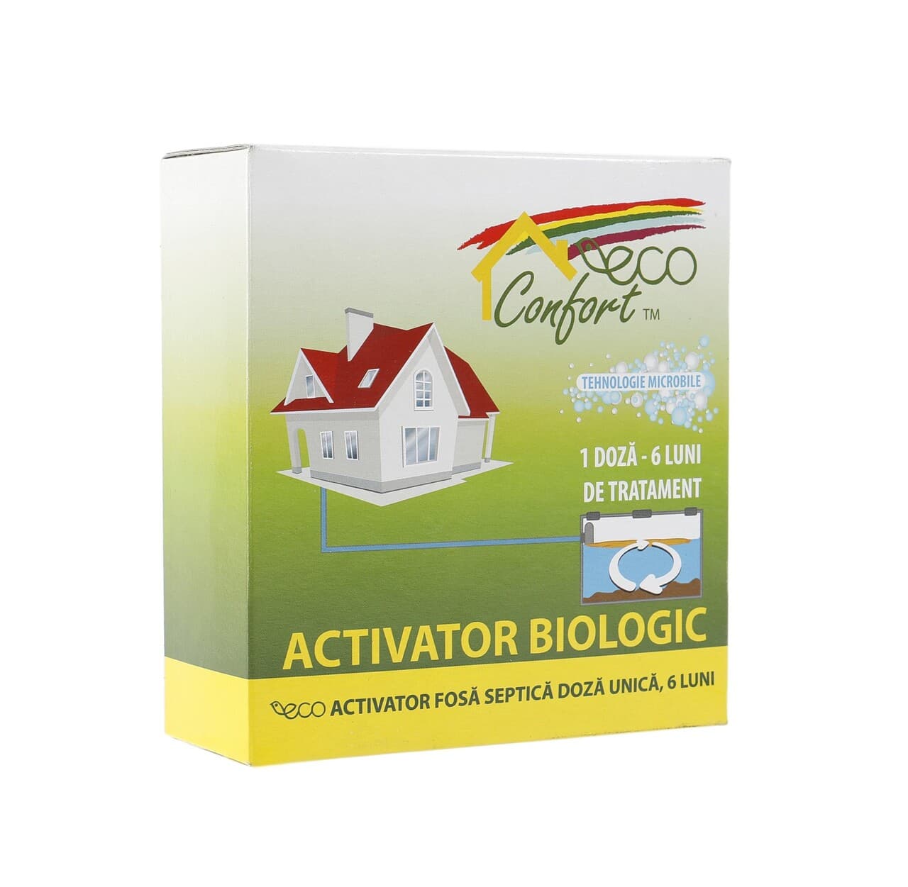 Eco Confort Activator biologic pentru fose septice, o doza unica, tratament 6 luni, 500 g, Eco Confort