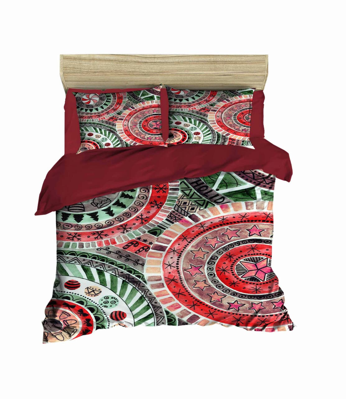 Lenjerie de pat dubla, L'essentiel Maison, 437, Maroon / Red / Green