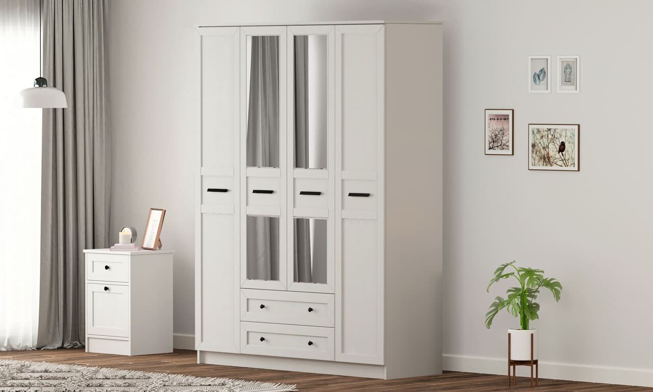 Dulap pentru haine, Hanah Home, Rb-168-01-010, 140x184x52 cm, Alb mat