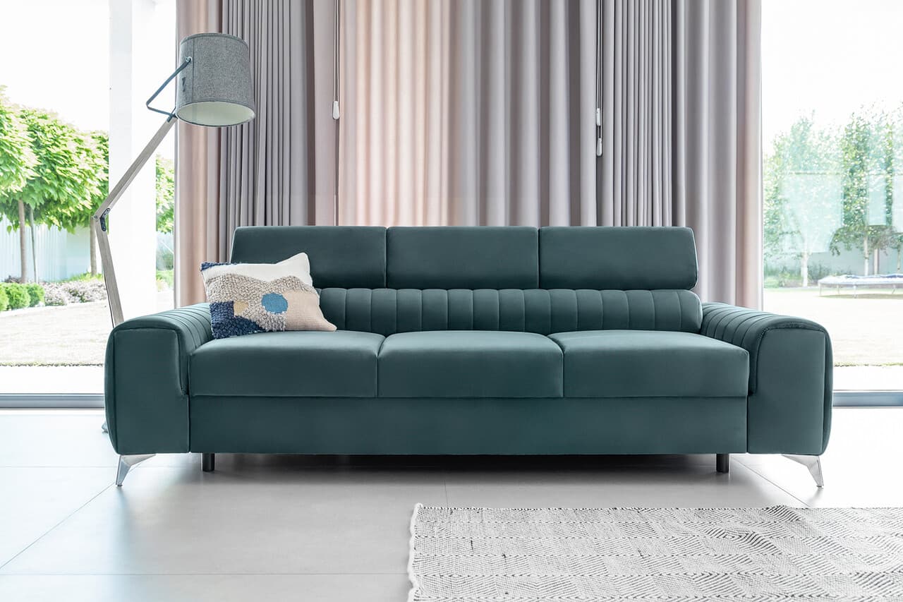 Canapea extensibila 3 locuri, ELTAP, SO-LAU-76MO, Laurence, 261x97x105 cm, lemn/poliester, albastru