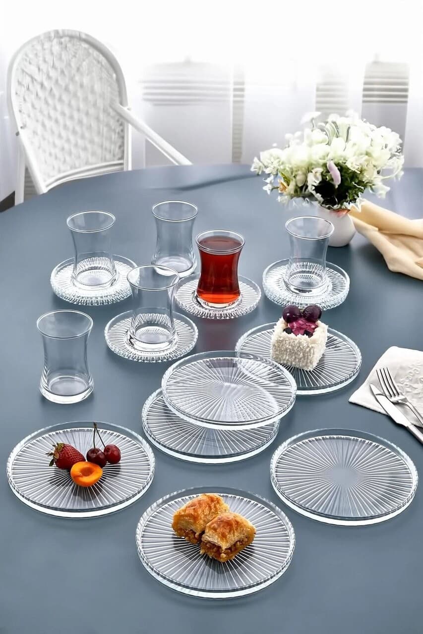 set de ceai 18 piese l 039 essentiel maison 111liv1102 farfurie 6 bucati transparent
