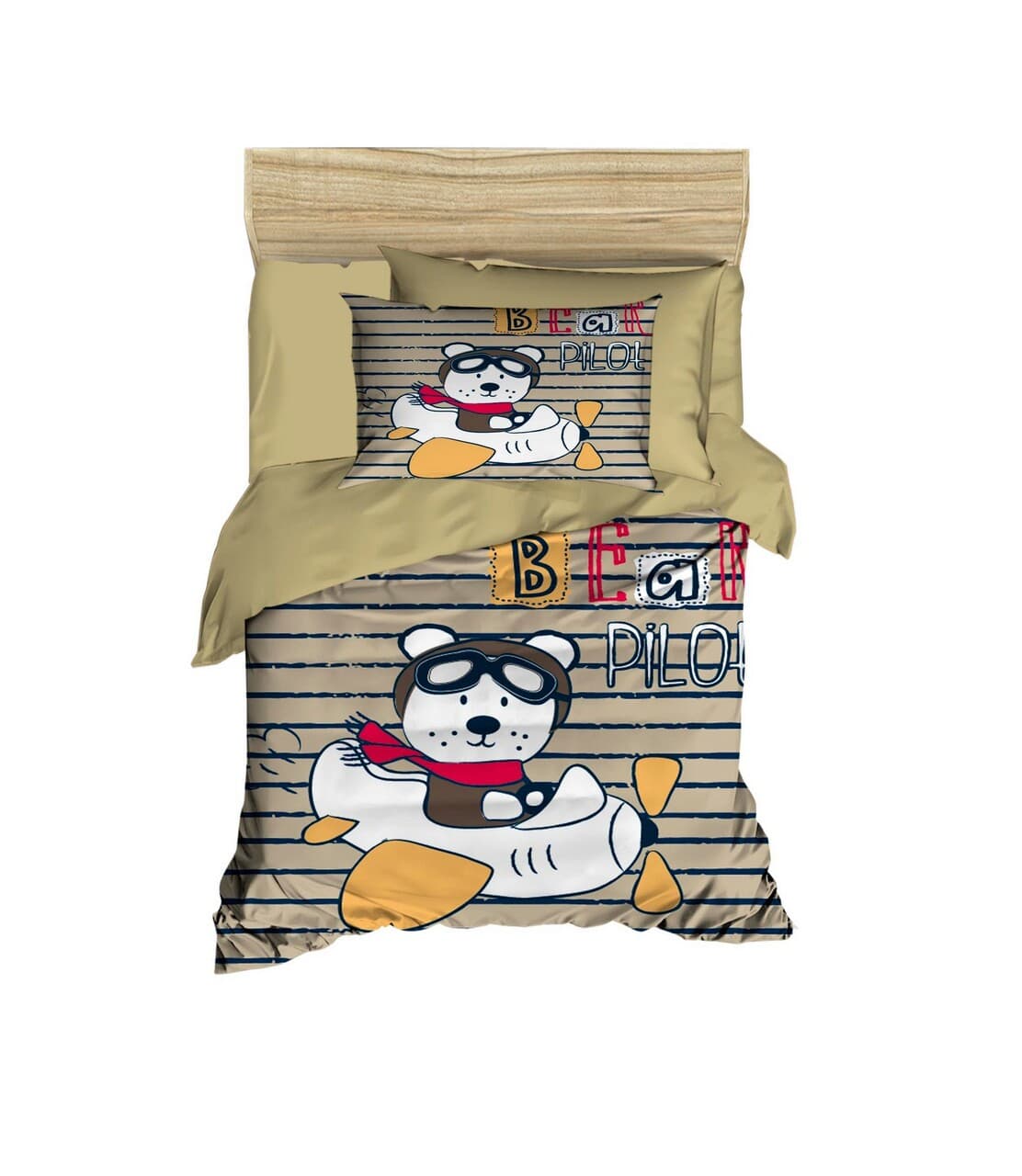 Lenjerie de pat pentru copii, L'essentiel Maison, PH118, Bej / Alb / Camila / Kaki / Albastru marin / Rosu
