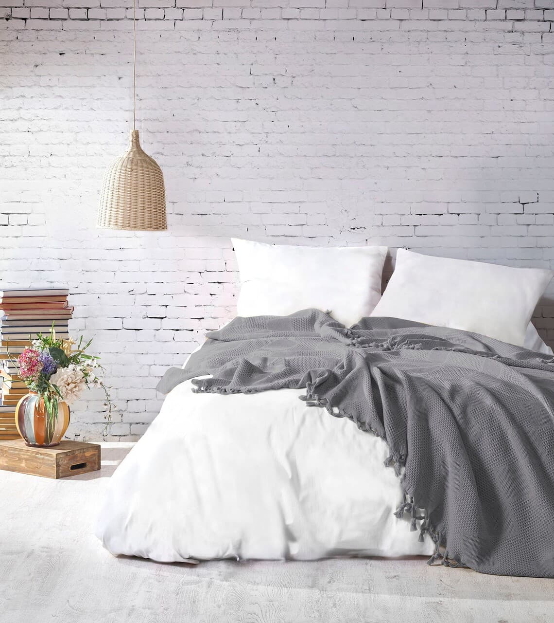 cuvertura double pique 220x240 cm 100 bumbac mona saheser gri deschis