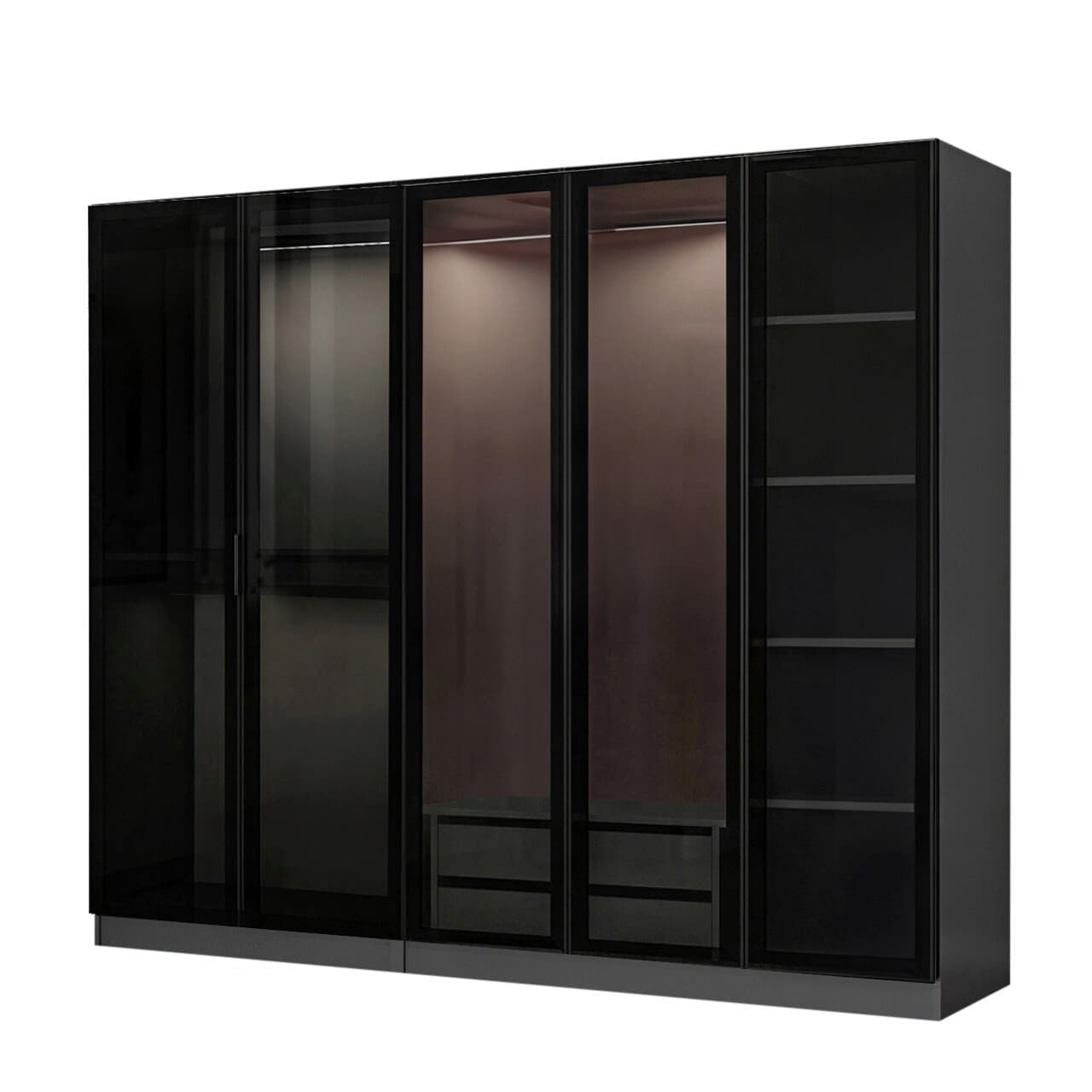 Dulap pentru haine, Hanah Home, Kale, 225x210x52 cm, Antracit / Negru