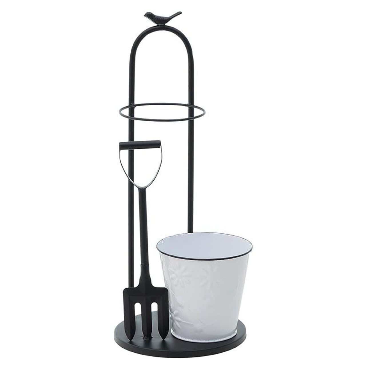 suport decorativ pentru flori inart 22 x 53 cm metal alb negru