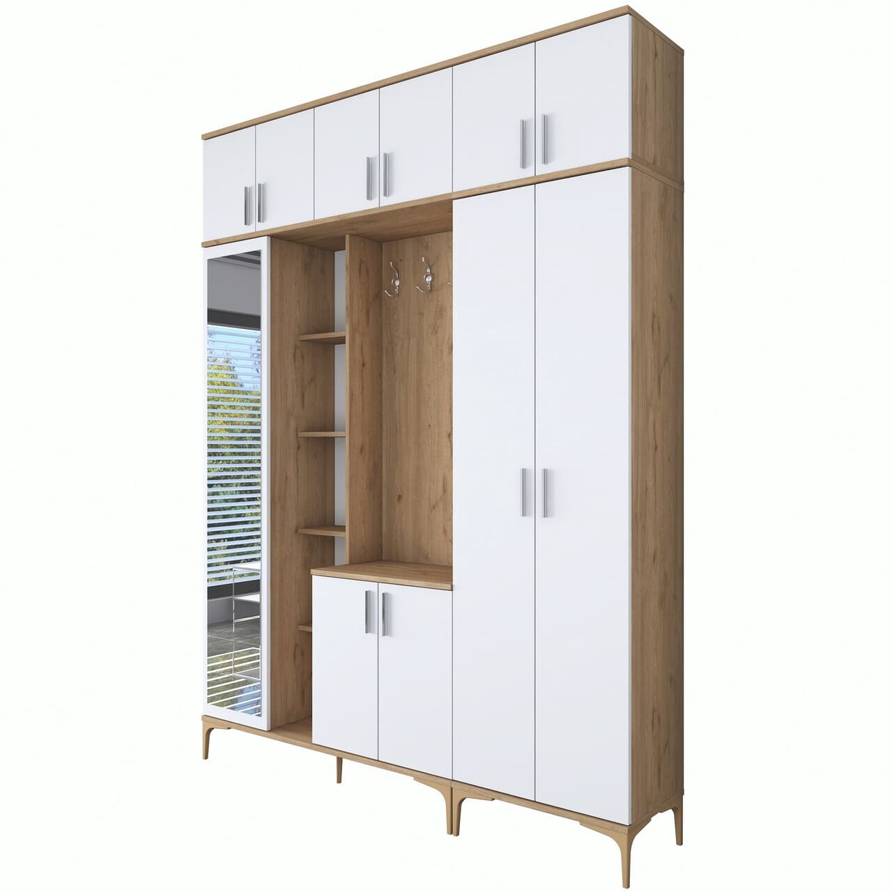 Cuier de perete, Hanah Home, EA128, 180x240x37.5 cm, Nuc/Alb