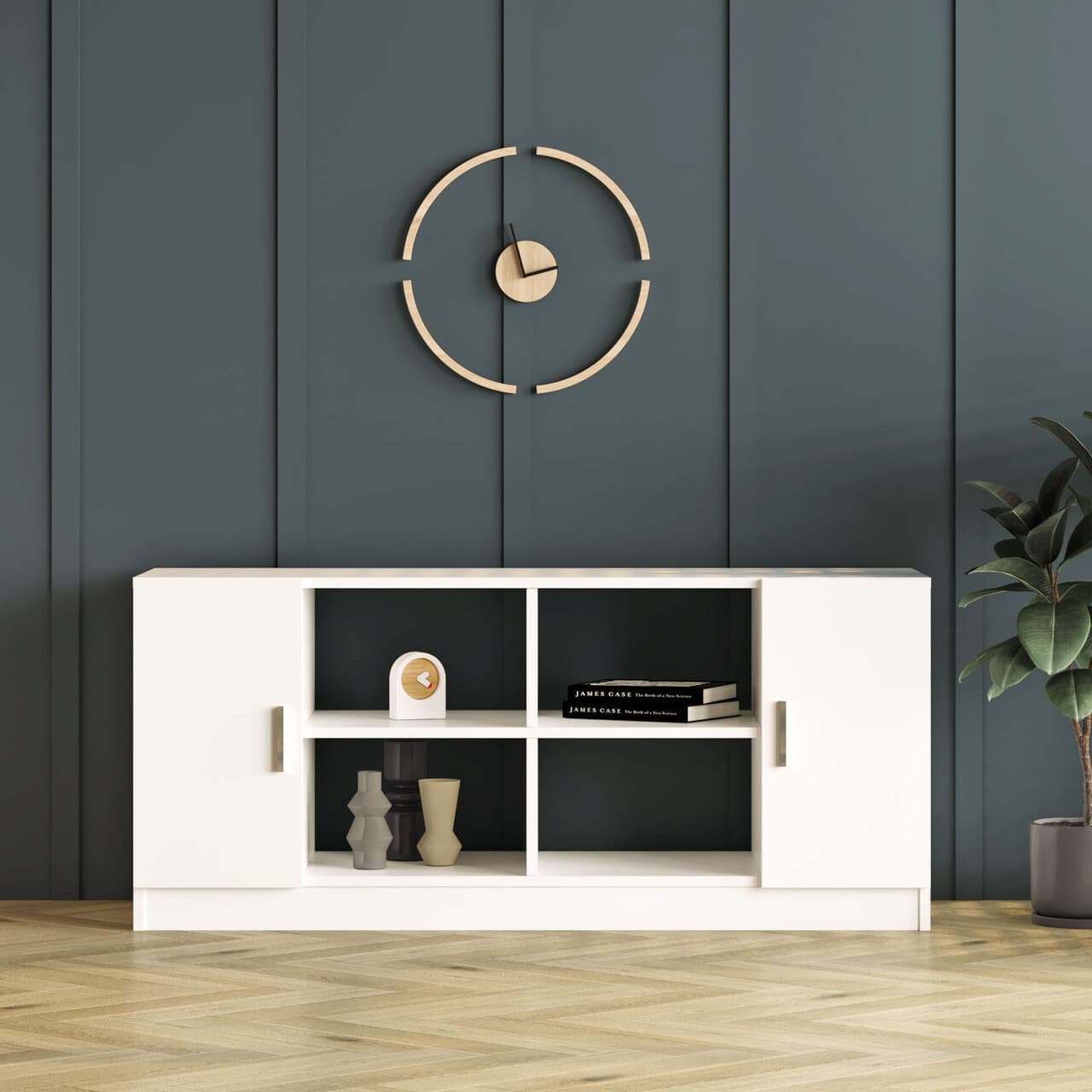 Dulap multifunctional, Hanah Home, Vo6-W, 139.8x61.8x46.3 cm, Alb