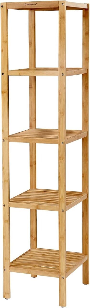 Raft de depozitare cu 5 niveluri Songmics, 33x33x96 cm, bambus, maro