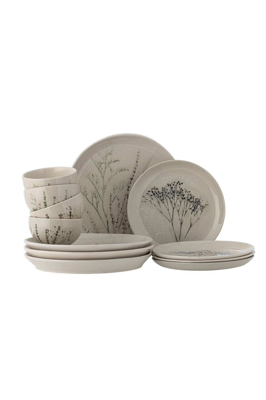 Serviciu de masa 12 piese, Bloomingville, Bea, ceramica, natural