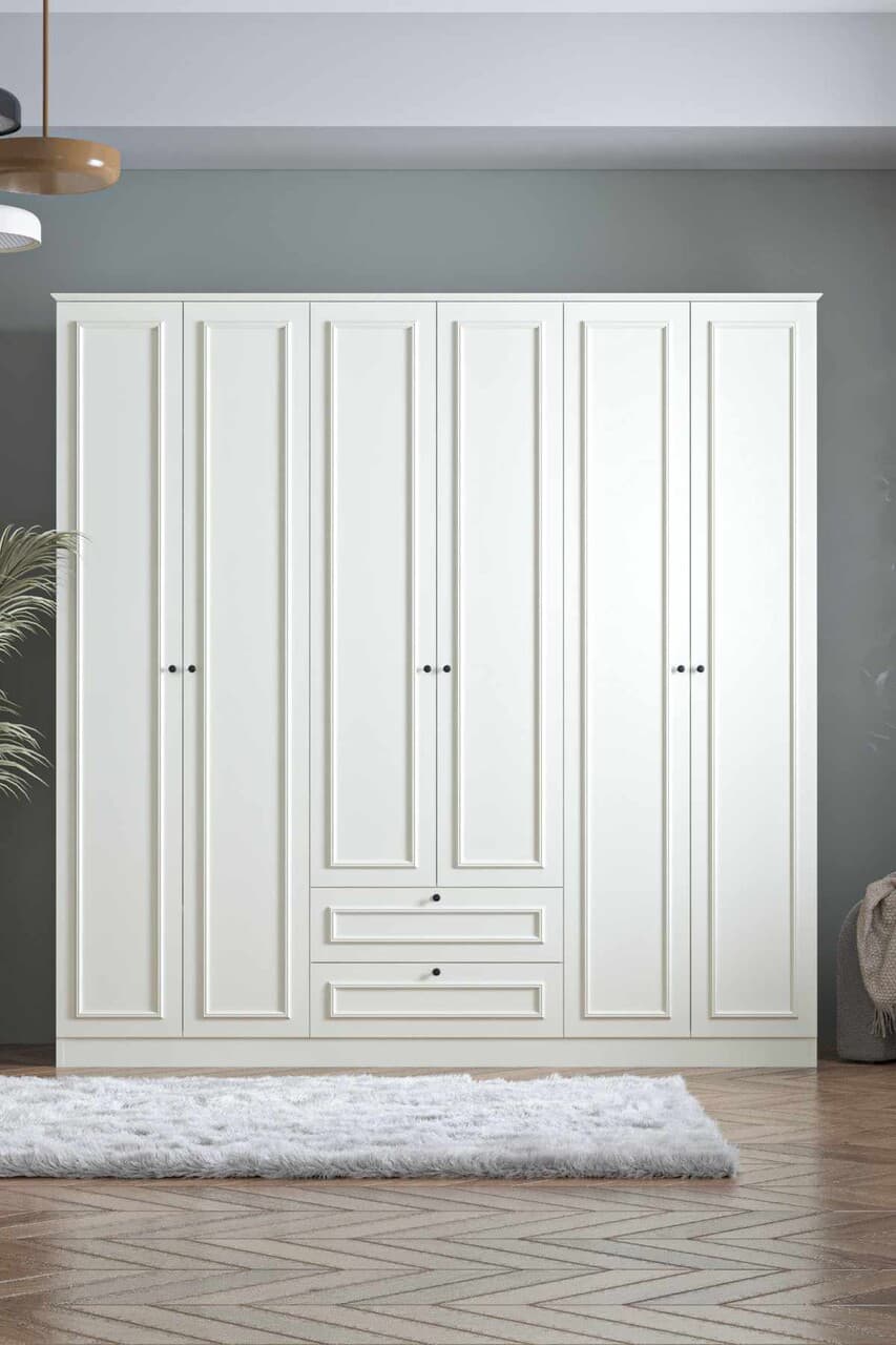 Dulap pentru haine, Hanah Home, Mira 6 210, 209x210x54 cm, Alb
