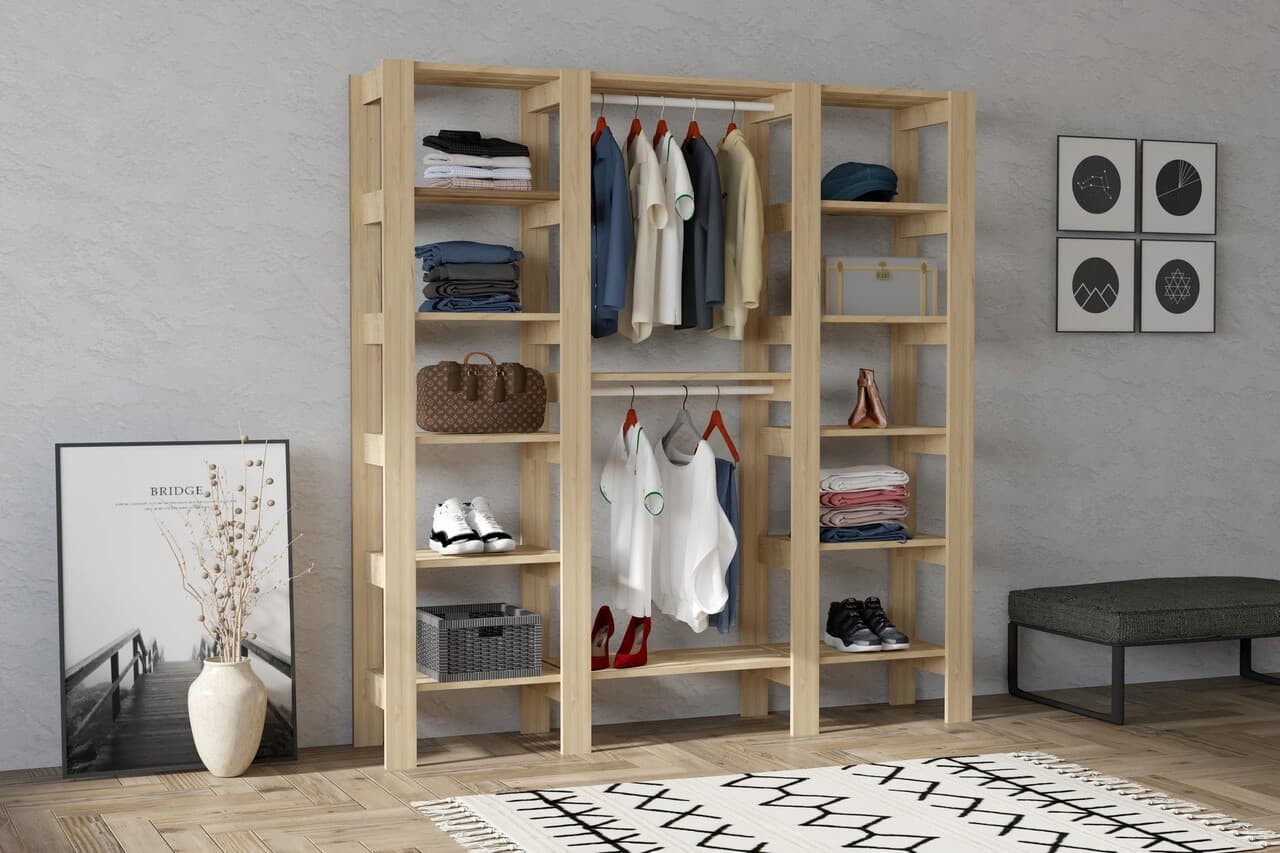 Dulap pentru haine, Hanah Home, City, 161.4x180x33.6 cm, Maro