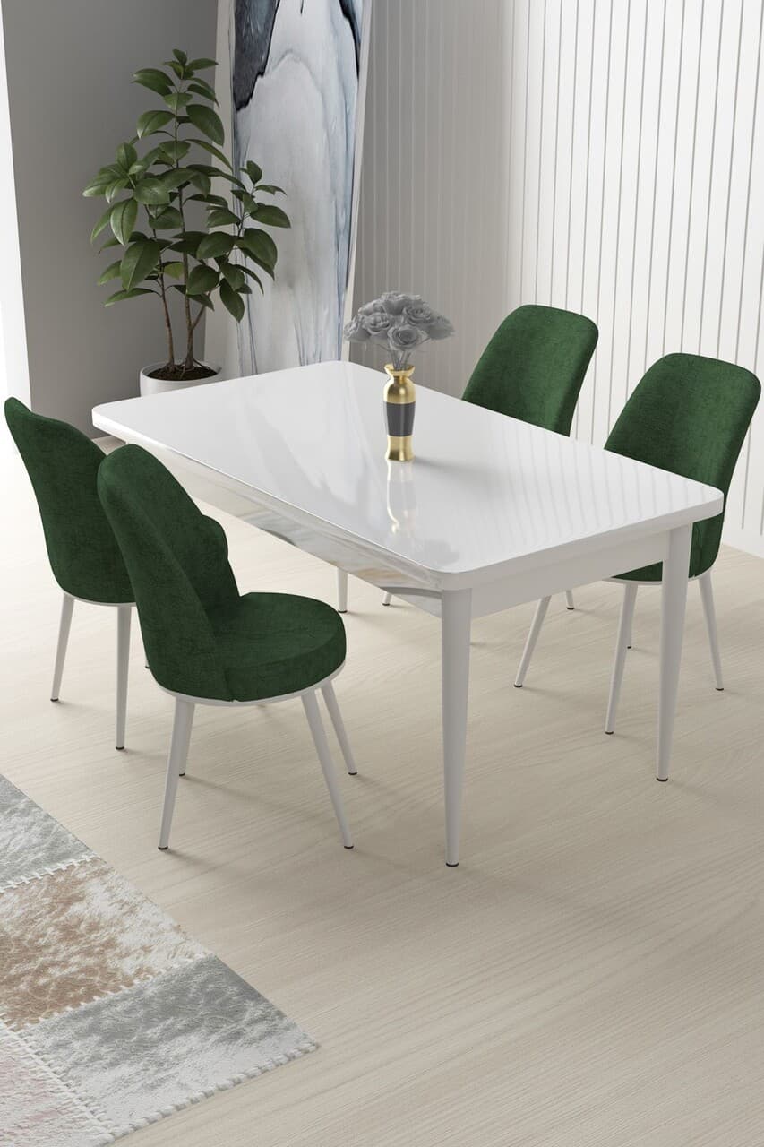 Set masa si scaune (5 bucati), Hanah Home, Nil, Alb / Kaki