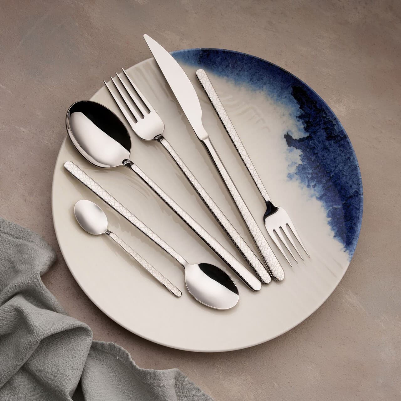 set de tacamuri 36 de piese l 039 essentiel maison 645drm1248 lingura de masa 21 4 cm 6 bucati argintiu