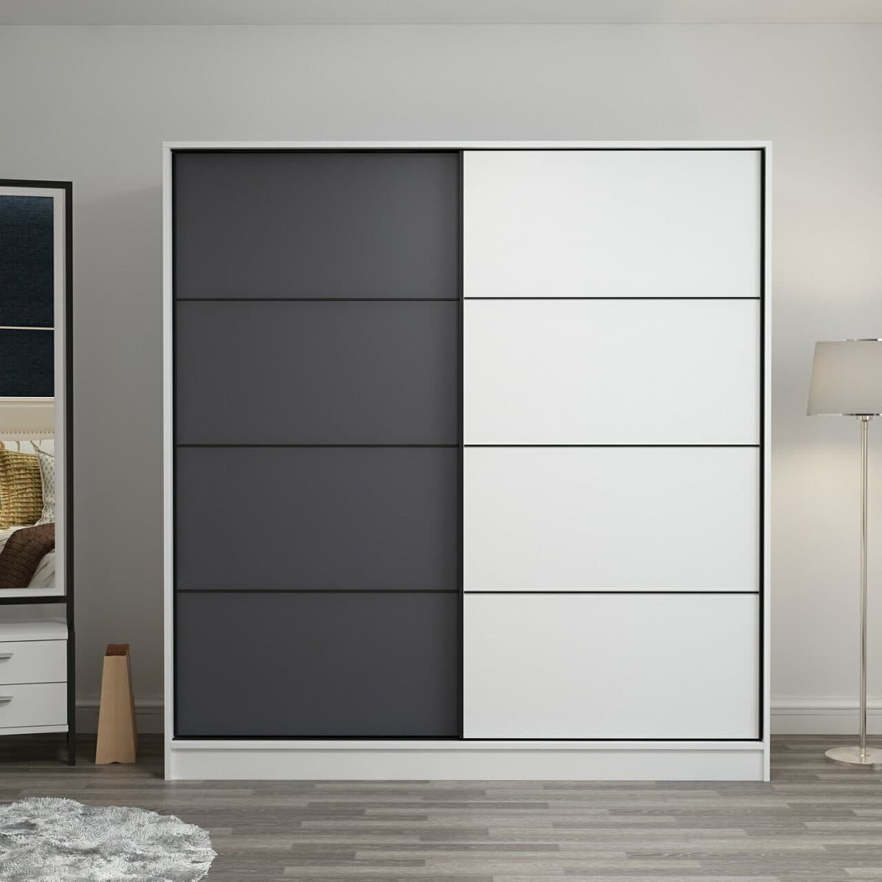 Dulap pentru haine, Hanah Home, Kale, 180x210x52 cm, Alb / Antracit