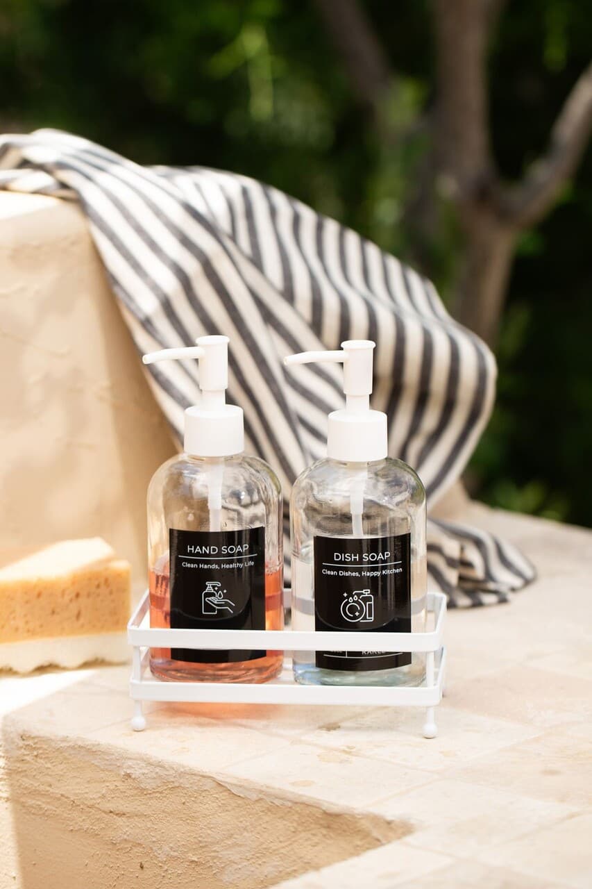 Set dozator de sapun, Hermia, 127RKL1421, Suport metalic (1 bucata), Transparent