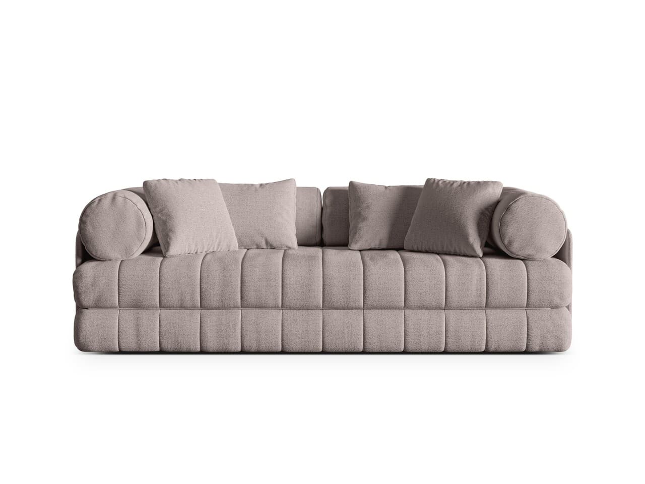 Canapea extensibila 3 locuri, Kemi, Cosmopolitan Design, 206x95x70 cm, tesatura boucle, gri cald