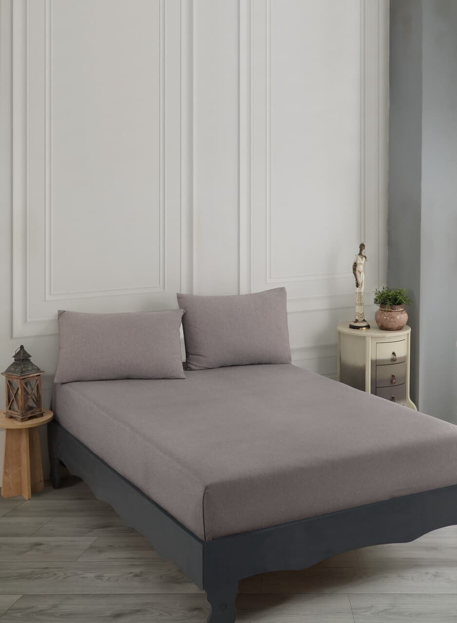 Set de pat pentru o persoana (cearceaf cu elastic si perna) 2 piese, L'essentiel Maison, Road Potlu, Bumbac;Poliester, Maro