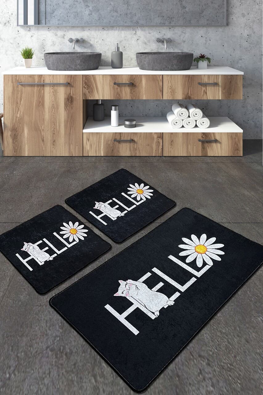 Set covorase de baie, L'essentiel Maison, Hola Gato Djt, Poliester, Multicolor