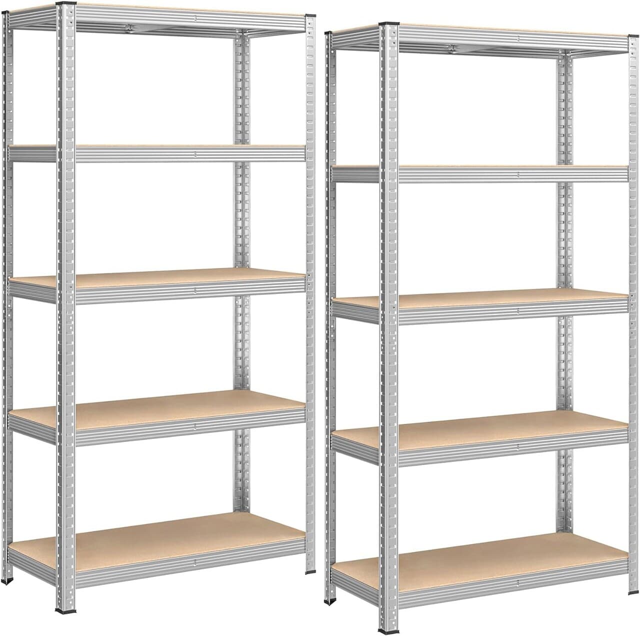Set 2 rafturi pentru depozitare Songmics, 90x40x180 cm, 875 kg, MDF/otel, argintiu