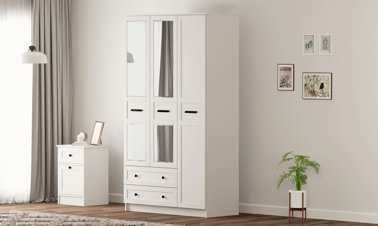 Dulap pentru haine, Hanah Home, Rb-168-01-008, 105x184x52 cm, Alb mat