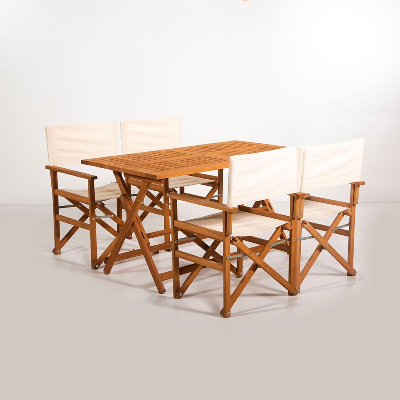 Set masa si scaune de gradina (5 Pieces), Hanah Home, MYR01, Crem