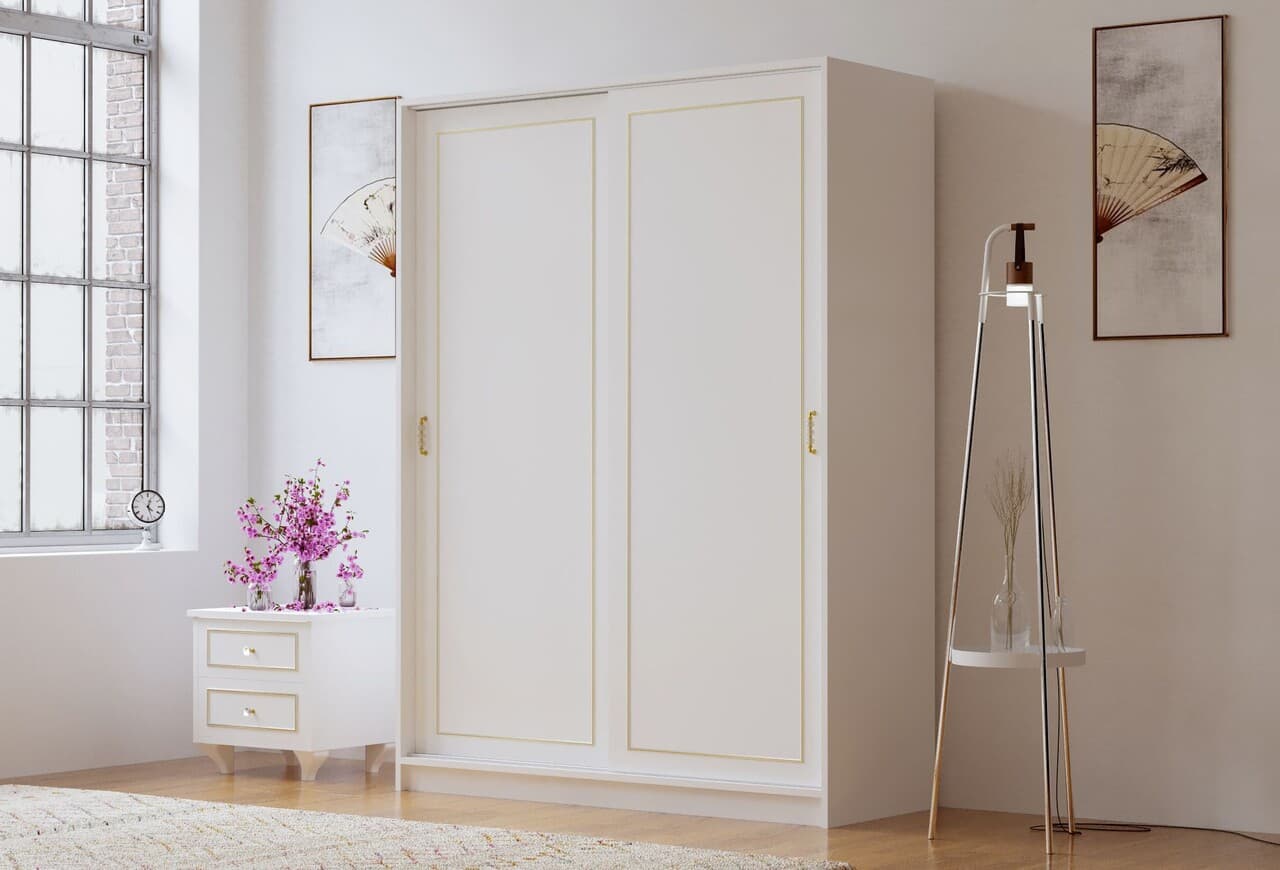Dulap pentru haine, Hanah Home, Rb-093, 140x190x56 cm, Alb mat