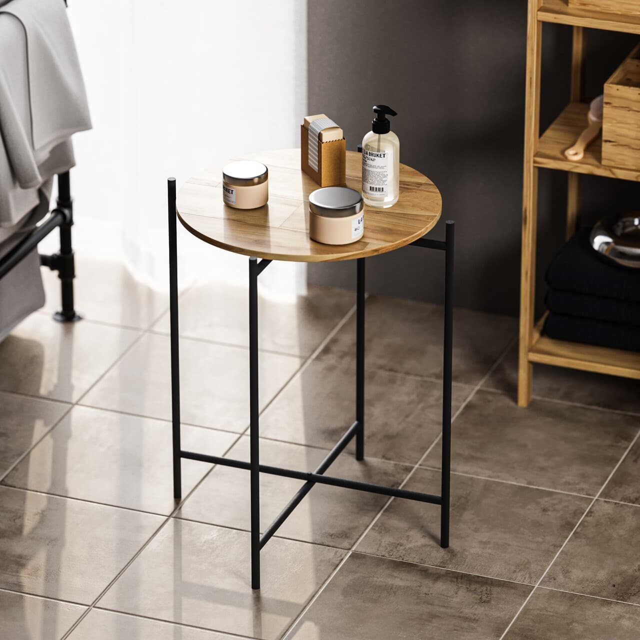 Masuta de cafea, Hanah Home, Shb-004, 46x56x46 cm, Negru / Natural