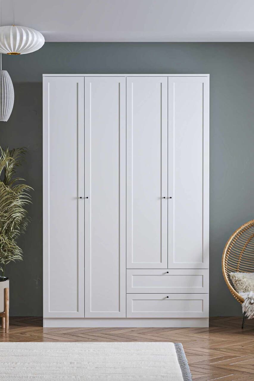 Dulap pentru haine, Hanah Home, Terra 210, 137x210x52 cm, Alb