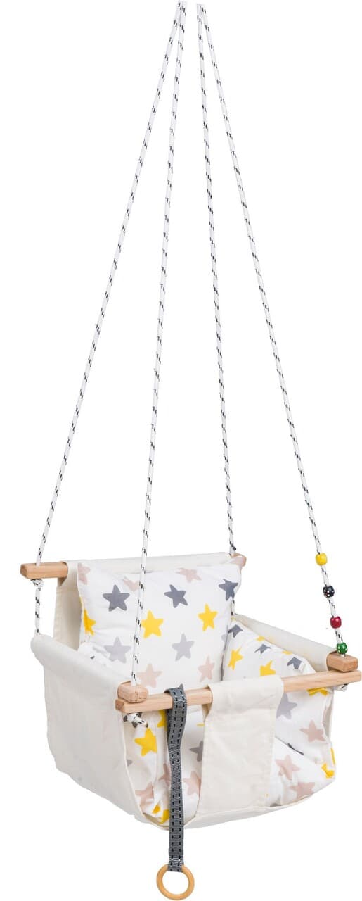 Baby Swing Chair, Wallxpert, Selale, Lemn, Ecru