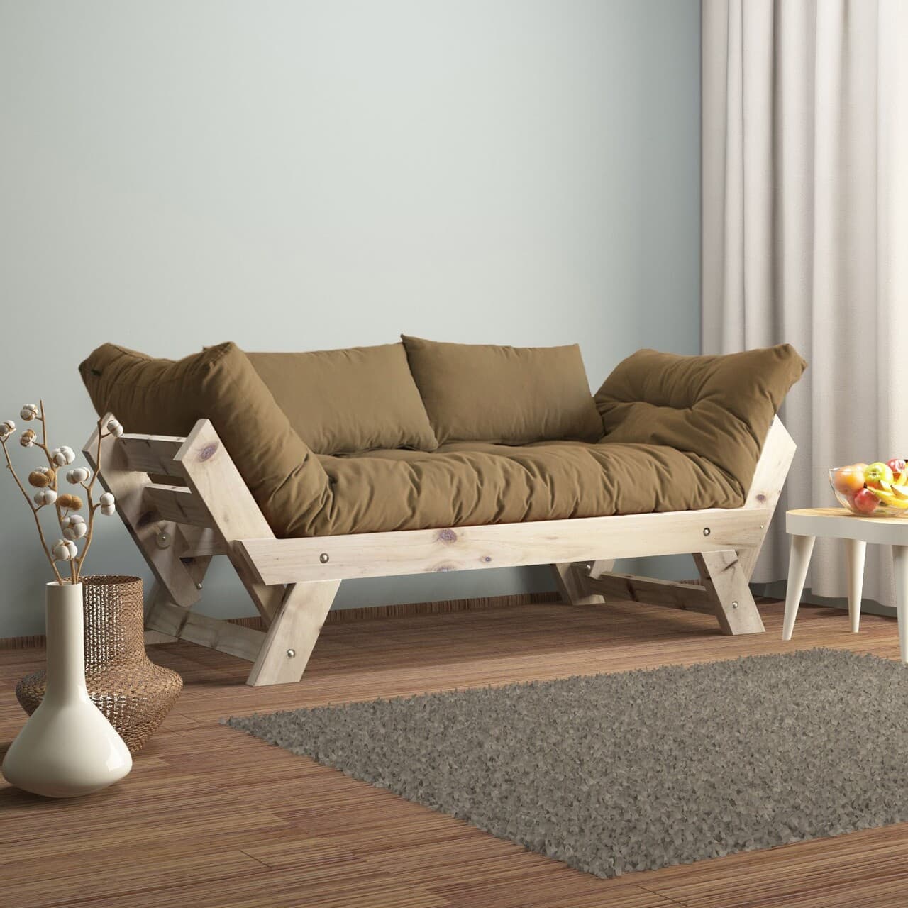 Canapea de gradina cu 2 locuri, Hanah Home, CPT8122-210, Natural / Camila