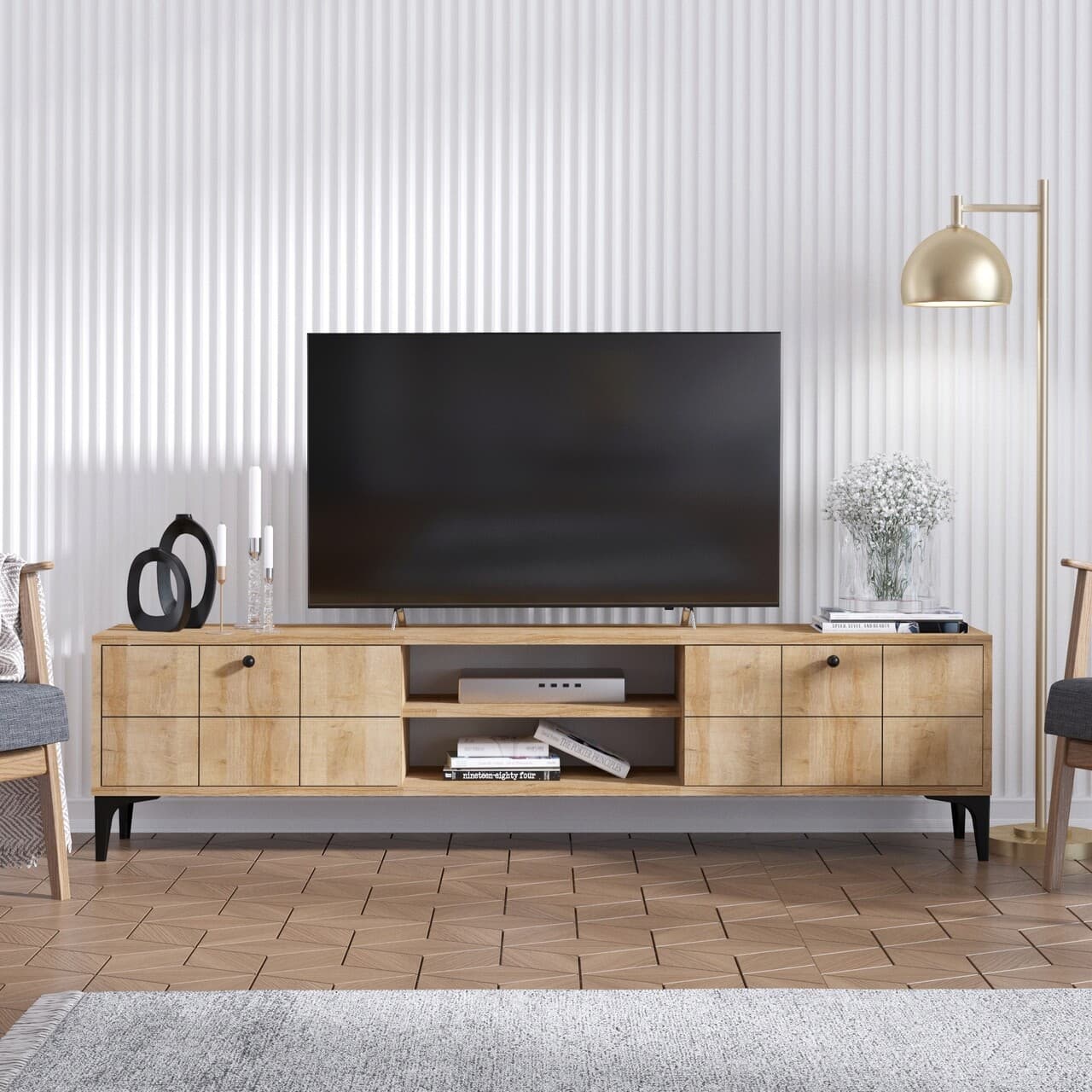 Comoda TV, Hanah Home, Hera, 180x55x31 cm, Stejar