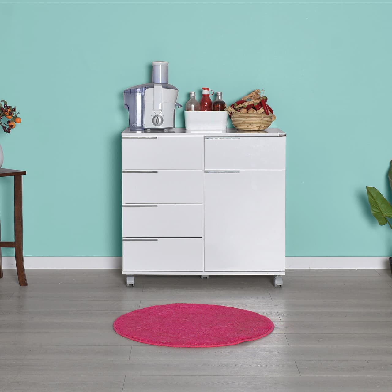 Dulap multifunctional, Hanah Home, Adr-415-Pp-1, 85x81x44 cm, Alb