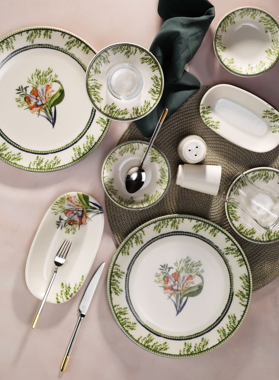 Set de mic dejun, Hermia, 868ARY1110, Portelan, Platou mic: 15 cm (4 bucati), Multicolor