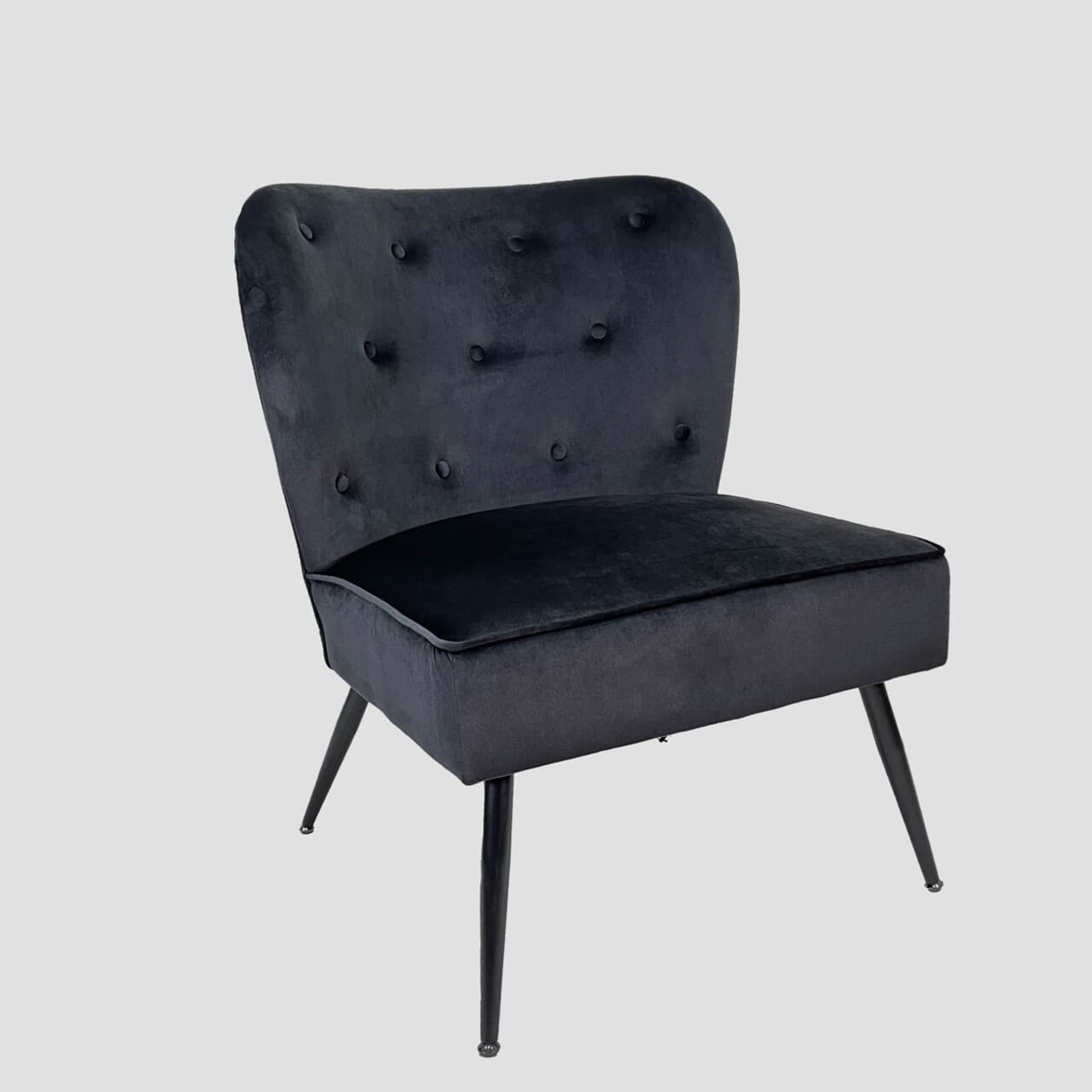 Fotoliu Eloya, Homla, 75.5x71x86 cm, MDF/metal/catifea din poliester, negru