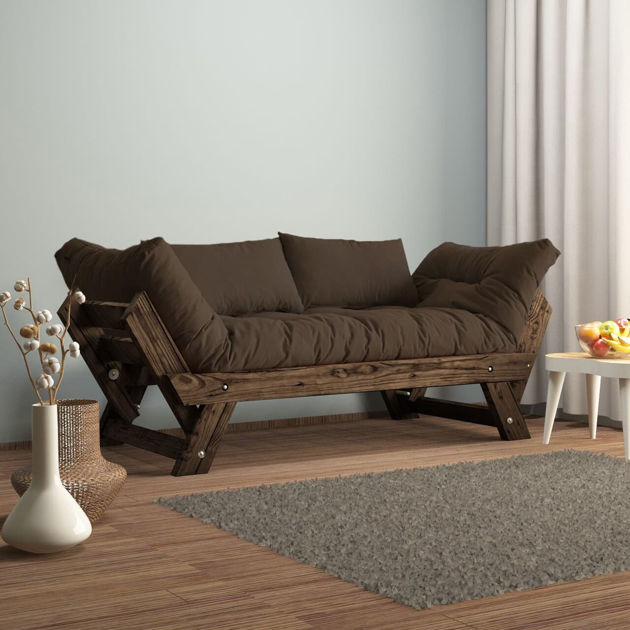 Canapea de gradina cu 2 locuri, Hanah Home, CPT8120-210, Nuc / Maro